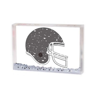 PrintedPerfection.com Personalized Friendly Folks Football Helmet - Grey MINI Snow Globe Frame Gift