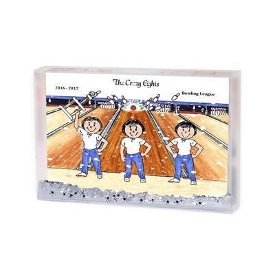 PrintedPerfection.com Personalized Friendly Folks Bowling League - Three Females MINI Snow Globe Frame Gift