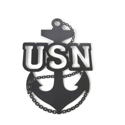 Metal US NAVY Chief Fouled Anchor 12 Inches Tall (Metallic Dark Gray)
