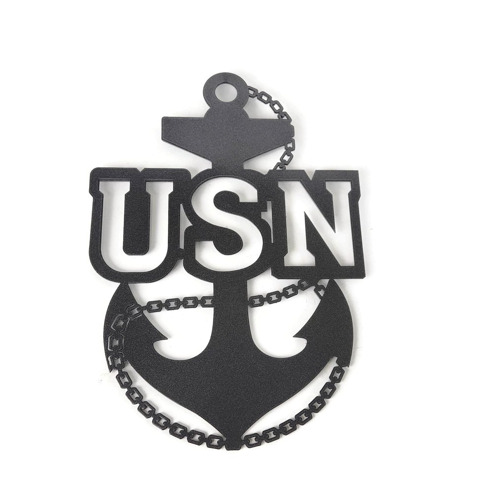 Metal US NAVY Chief Fouled Anchor 12 Inches Tall (Metallic Dark Gray)