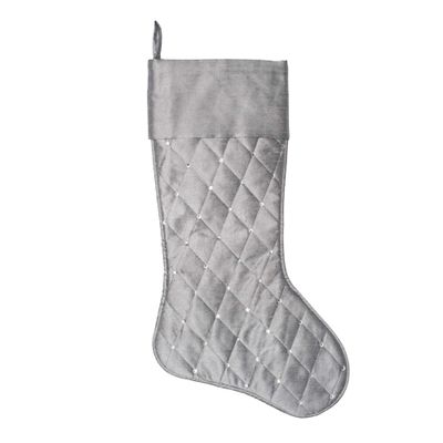 Vickerman 21" Gray Quilt Stitch Jewel Christmas Stocking