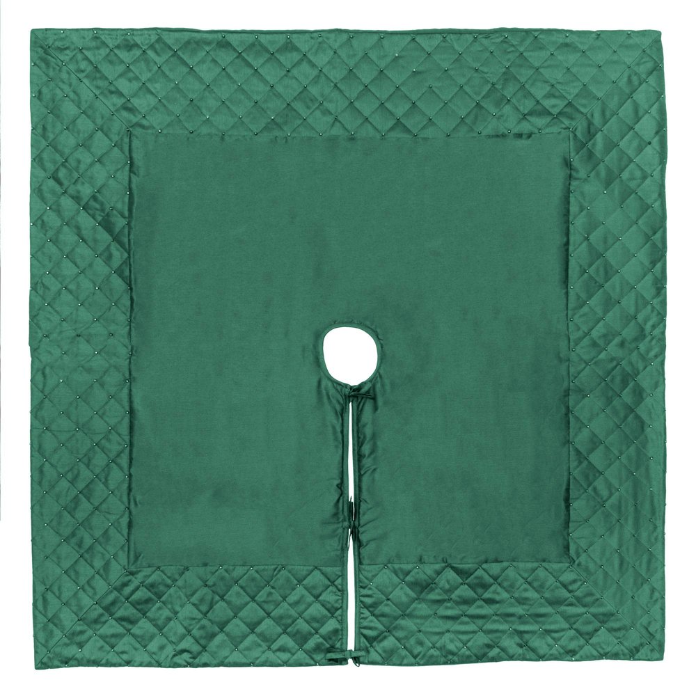 Vickerman 52" Green Quilt Stitch Jewel Christmas Tree Skirt
