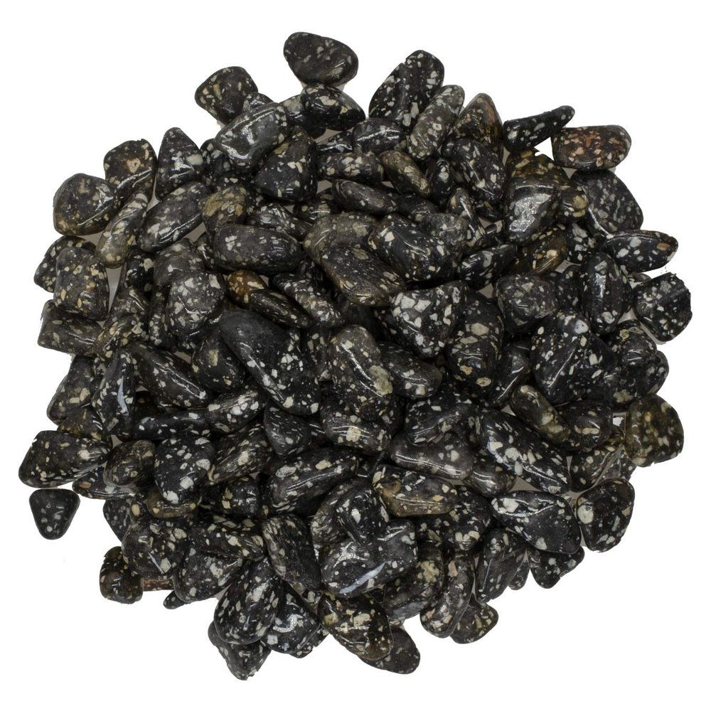 Digging Dolls: 5 lbs Tumbled Guinea Fowl Stones from Africa - 0.5" to 0.75" avg. - Polished Rocks for Arts & Crafts, Reiki, Wicca and so Much More! (Size #5)