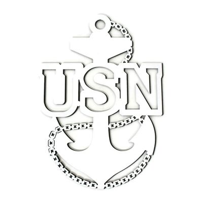 Metal US NAVY Chief Fouled Anchor 12 Inches Tall (White)