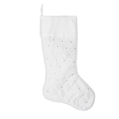 Vickerman 21" Ivory Quilt Stitch Jewel Christmas Stocking
