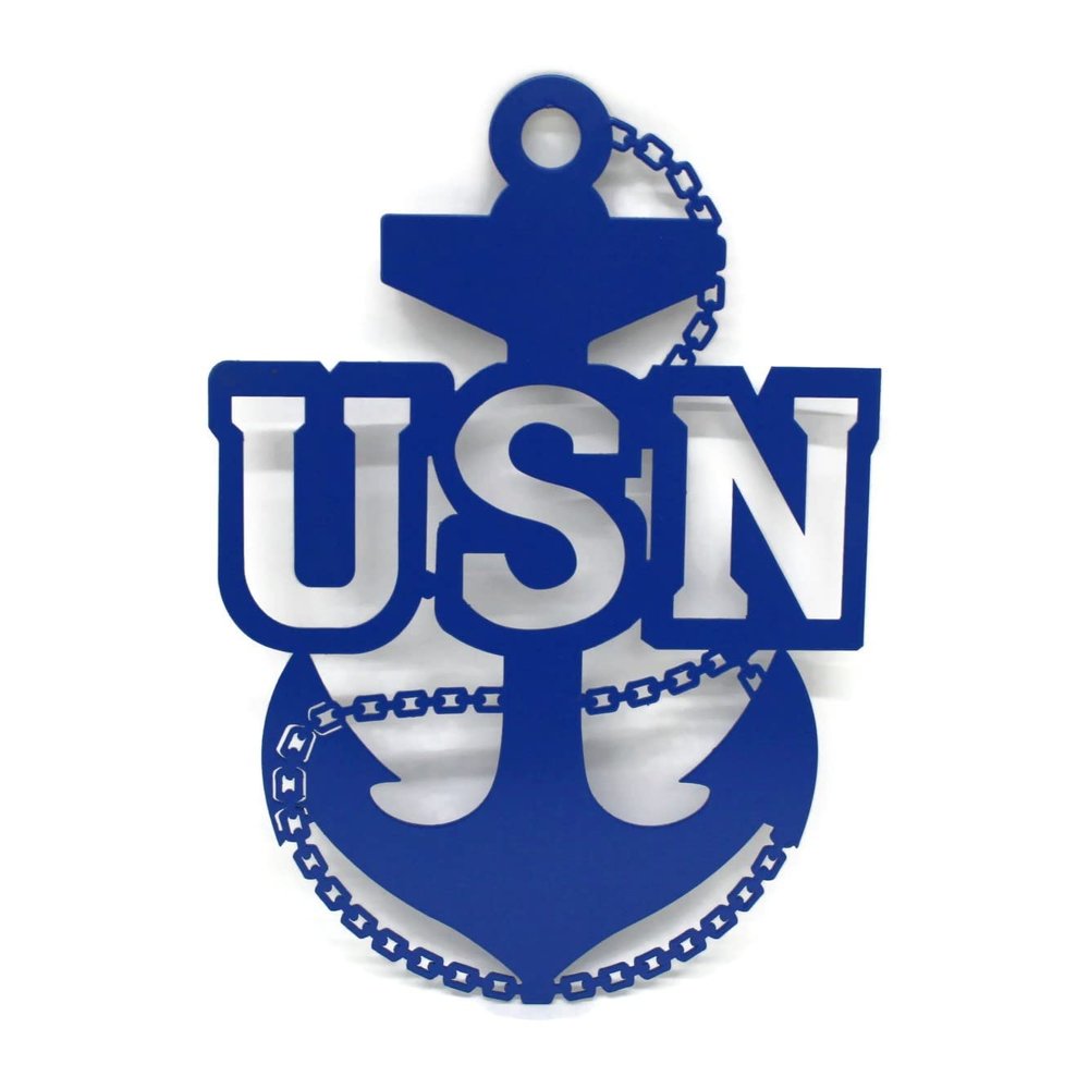 Metal US NAVY Chief Fouled Anchor 12 Inches Tall (Blue)