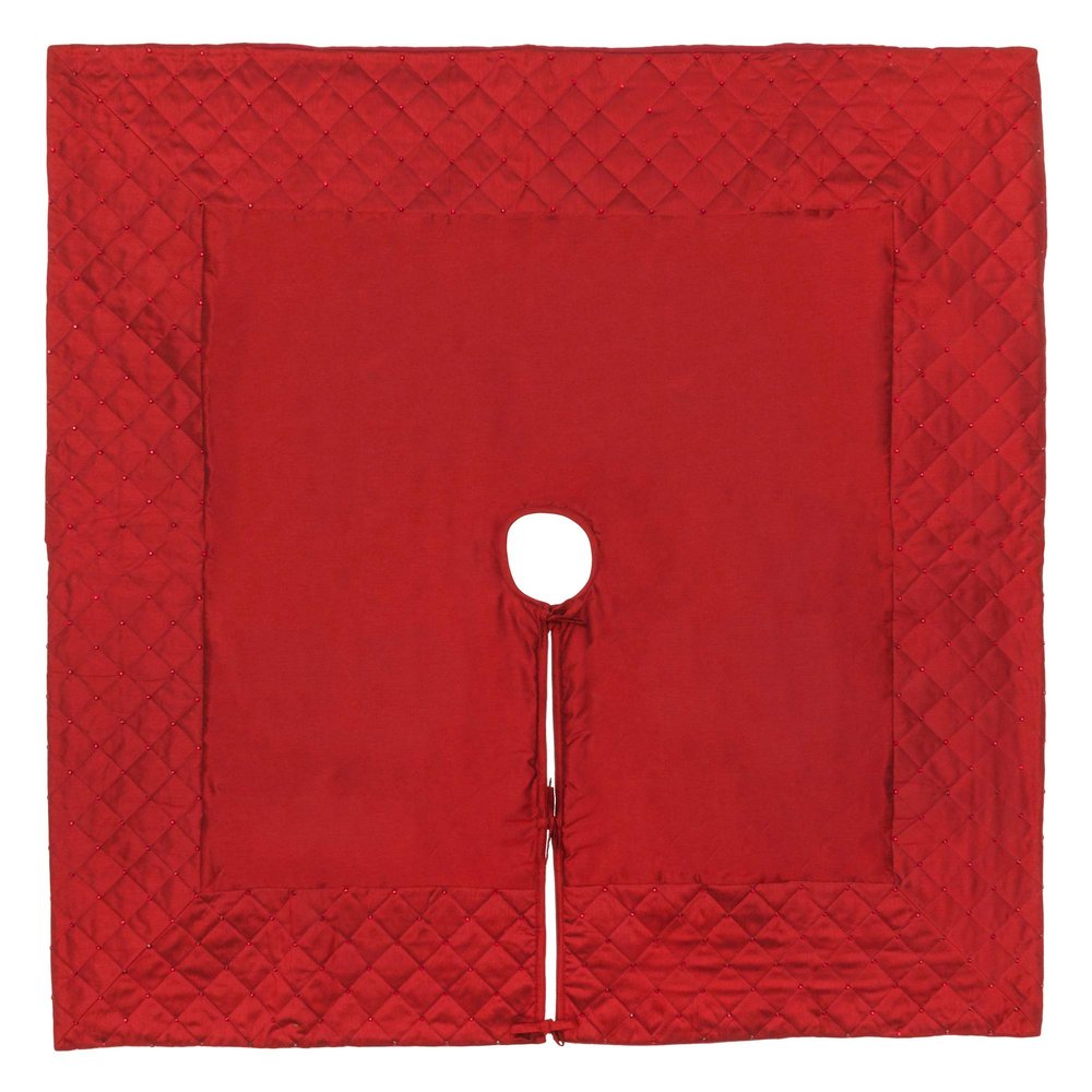 Vickerman 52" Red Quilt Stitch Jewel Christmas Tree Skirt