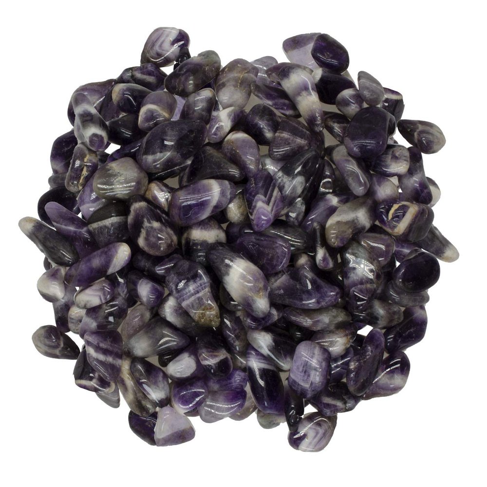 Digging Dolls: 5 lbs Tumbled Chevron Amethyst Stones from Africa - 0.5" to 0.75" avg. - Polished Rocks for Arts & Crafts, Reiki, Wicca and so Much More! (Size #5)