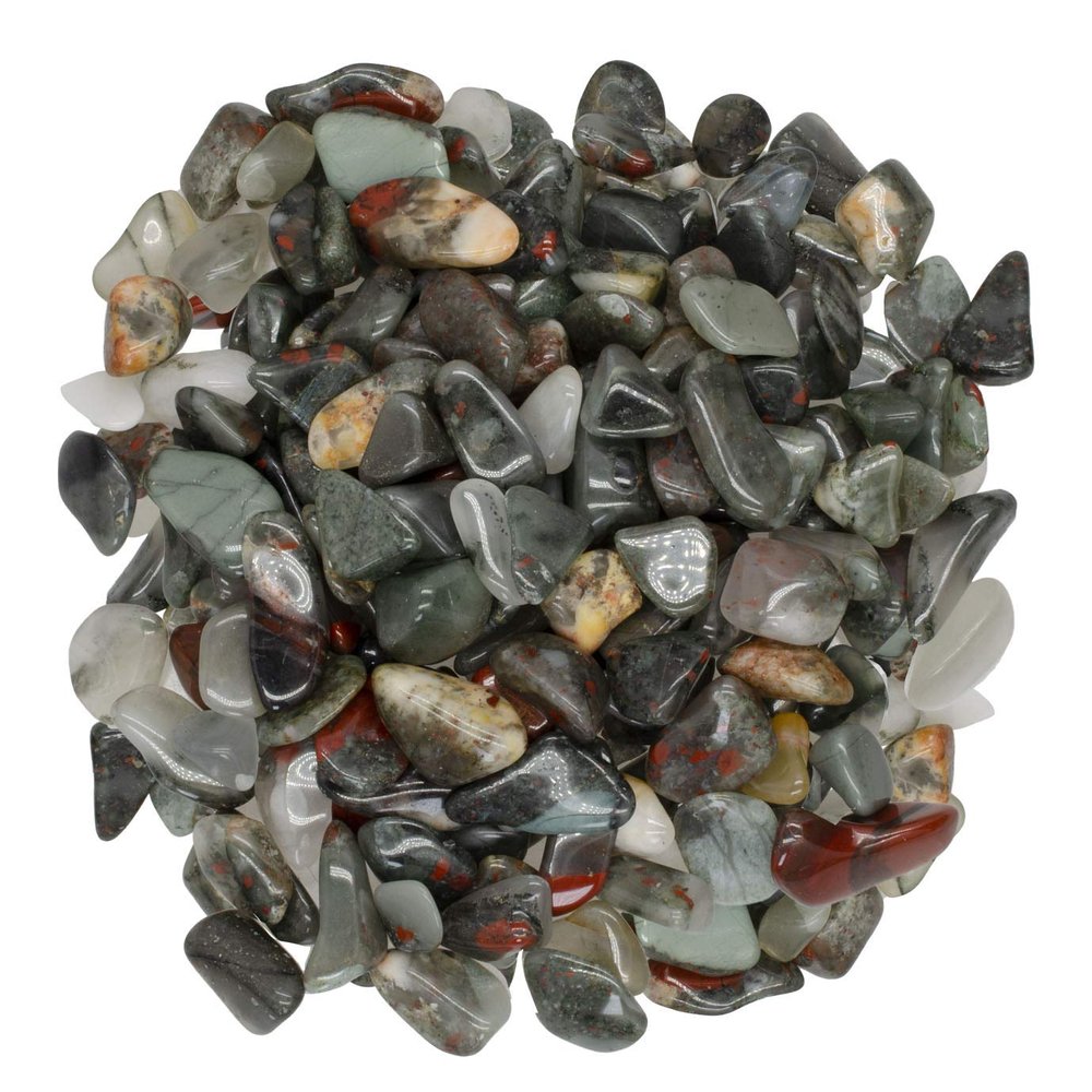 Digging Dolls: 5 lbs Tumbled Bloodstone (Sephtonite) Stones from Africa - 0.5" to 0.75" avg. - Polished Rocks for Arts & Crafts, Reiki, Wicca and so Much More! (Size #5)