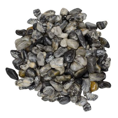 Digging Dolls: 3 lbs Tumbled Black Cream Chert Stones from Africa - 0.5" to 0.75" avg. - Polished Rocks for Arts & Crafts, Reiki, Wicca and so Much More! (Size #5)