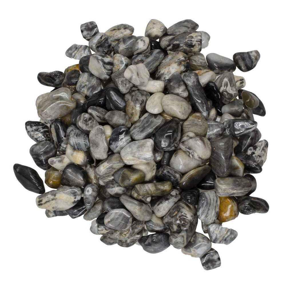 Digging Dolls: 3 lbs Tumbled Black Cream Chert Stones from Africa - 0.5" to 0.75" avg. - Polished Rocks for Arts & Crafts, Reiki, Wicca and so Much More! (Size #5)
