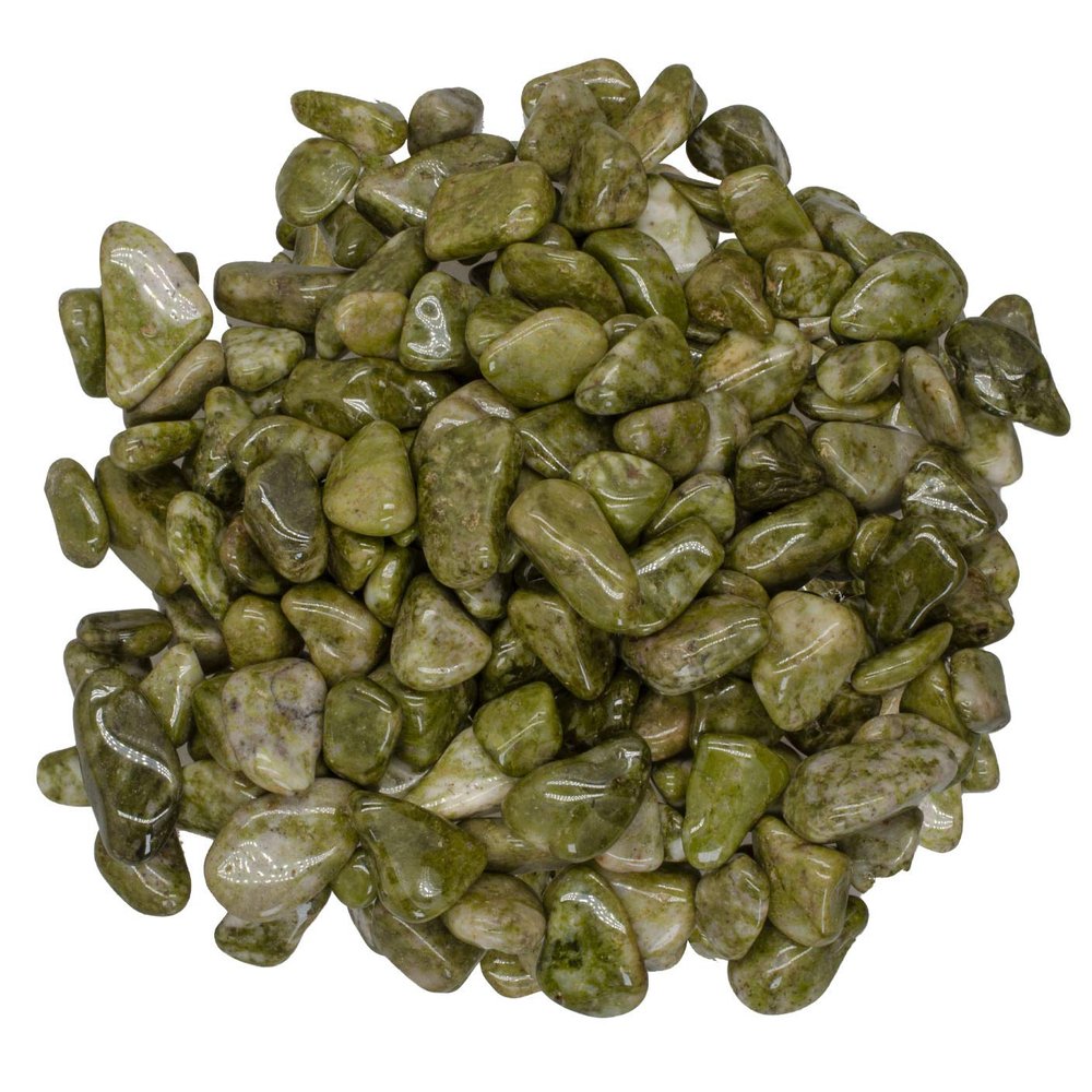 Digging Dolls: 5 lbs Tumbled Snowflake Epidote Stones from Africa - 0.5" to 0.75" avg. - Polished Rocks for Arts & Crafts, Reiki, Wicca and so Much More! (Size #5)