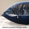 Phantoscope Pack of 2 Sparkling Velvet Decorative Solid Throw Decorative Pillow Cover Soft Gold Glitter Square Cushion Cover Pillowcase for Couch Bed and Chair, Navy Blue, 12 x 20 inches, 30 x 50 cm view 3