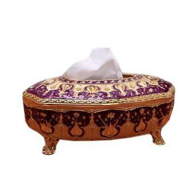 Metal Tissue Box Cover European Style Creative Decorative Tissue Holder Paper Napkin Box (Purple)