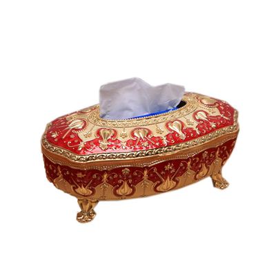 Metal Tissue Box Cover European Style Creative Decorative Tissue Holder Paper Napkin Box (Red)