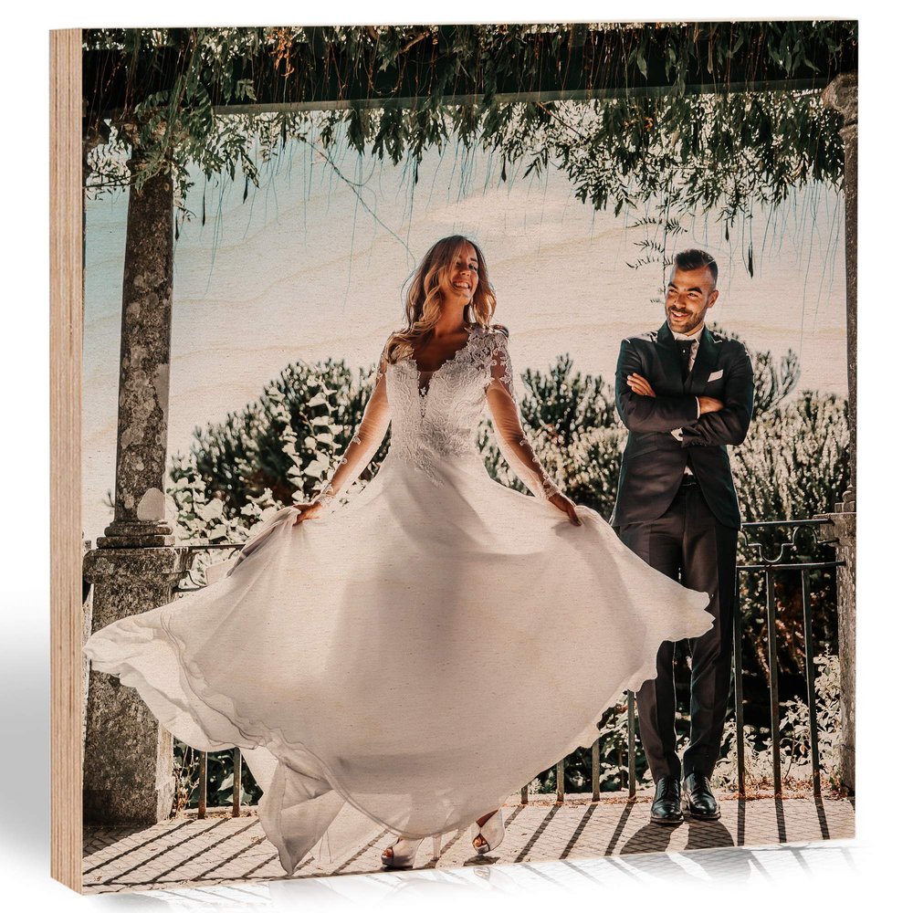 Customized Photo Print on Wood - Personalized Gifts for Wedding, Anniversary, Engagement, Valentines - Custom-Made Picture Frames and Rustic Wall Decor for Home, Kitchen (6x6 inch)