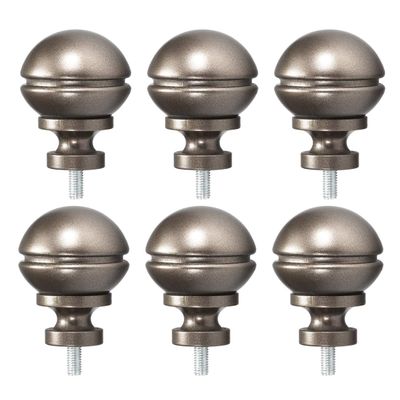 uxcell Curtain Rod Finials,Fit for 0.55 Inch Dia (Max.) Rod, Plastic End,M5 Thread Dia,Brown Tone 6pcs