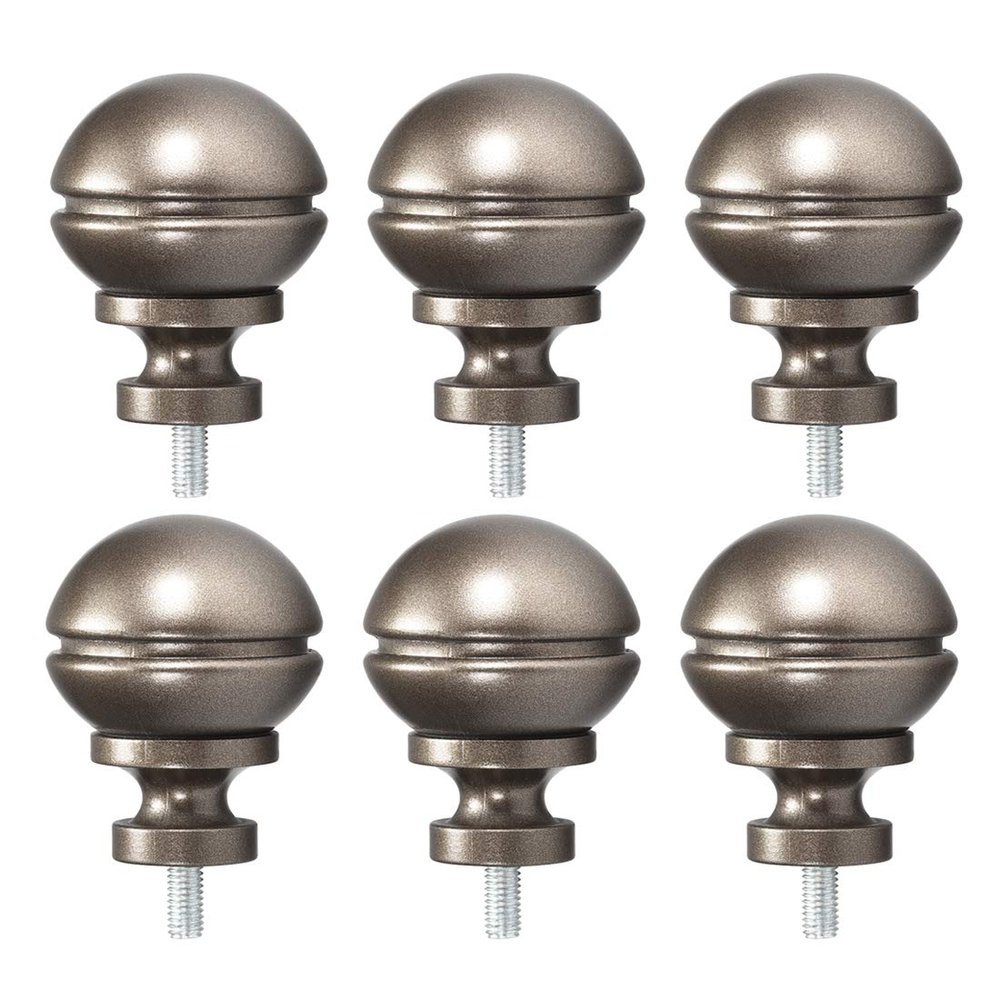 uxcell Curtain Rod Finials,Fit for 0.55 Inch Dia (Max.) Rod, Plastic End,M5 Thread Dia,Brown Tone 6pcs