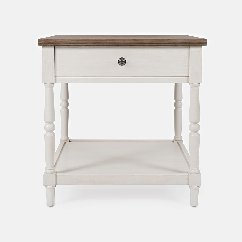Jofran Grafton Farms Drawer End Table, Brushed White