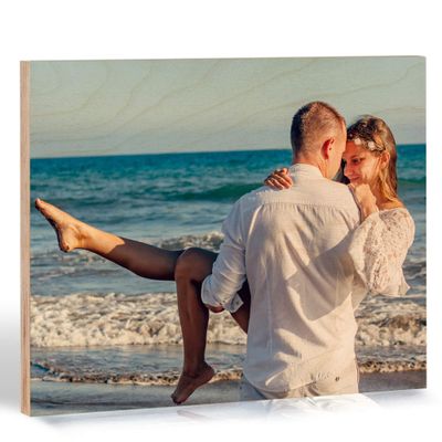 Customized Photo Print on Wood - Personalized Gifts for Wedding, Anniversary, Engagement, Valentines - Custom-Made Picture Frames and Rustic Wall Decor for Home, Kitchen (20x16 inch)