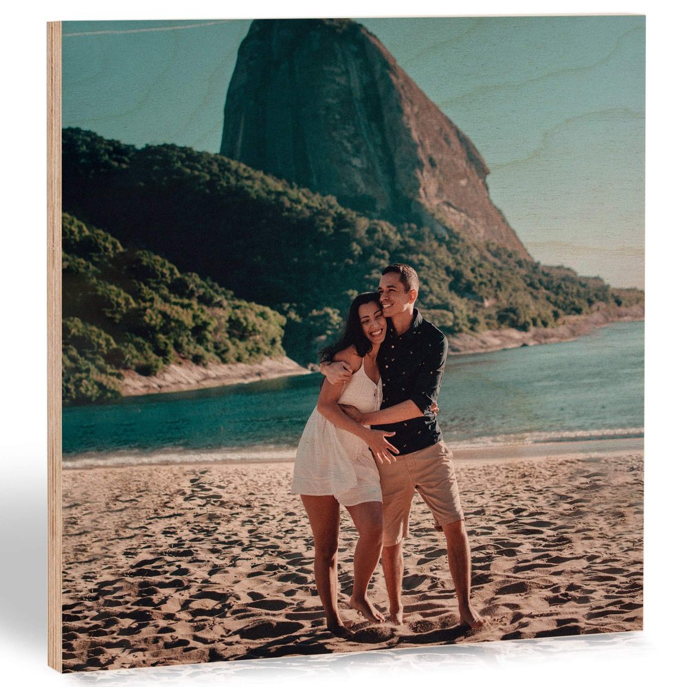 Customized Photo Print on Wood - Personalized Gifts for Wedding, Anniversary, Engagement, Valentines - Custom-Made Picture Frames and Rustic Wall Decor for Home, Kitchen (12x12 inch)