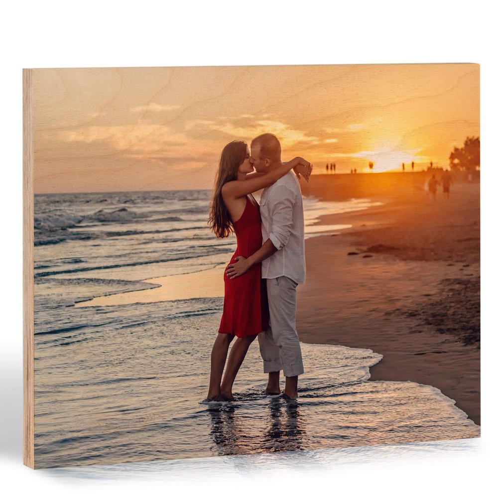 Customized Photo Print on Wood - Personalized Gifts for Wedding, Anniversary, Engagement, Valentines - Custom-Made Picture Frames and Rustic Wall Decor for Home, Kitchen (10x8 inch)