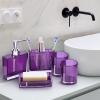 Bathroom Accessories Set, 5pcs Acrylic Bath Accessories Set Bathroom Vanity Countertop Accessory Set for Home Decor Housewarming Gift, Emulsion Bottle Tooth Brush Holder Soap Dish view 4