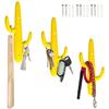 Comfify Set of 3 Hooks Cast Iron Cactus Double Wall Mounted Hooks/Hangers - Decorative Wall Mounted Hooks for Coats, Bags, Towels and More - w/Screws and Anchors Included - Yellow view 1