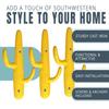 Comfify Set of 3 Hooks Cast Iron Cactus Double Wall Mounted Hooks/Hangers - Decorative Wall Mounted Hooks for Coats, Bags, Towels and More - w/Screws and Anchors Included - Yellow view 2