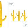 Comfify Set of 3 Hooks Cast Iron Cactus Double Wall Mounted Hooks/Hangers - Decorative Wall Mounted Hooks for Coats, Bags, Towels and More - w/Screws and Anchors Included - Yellow view 3