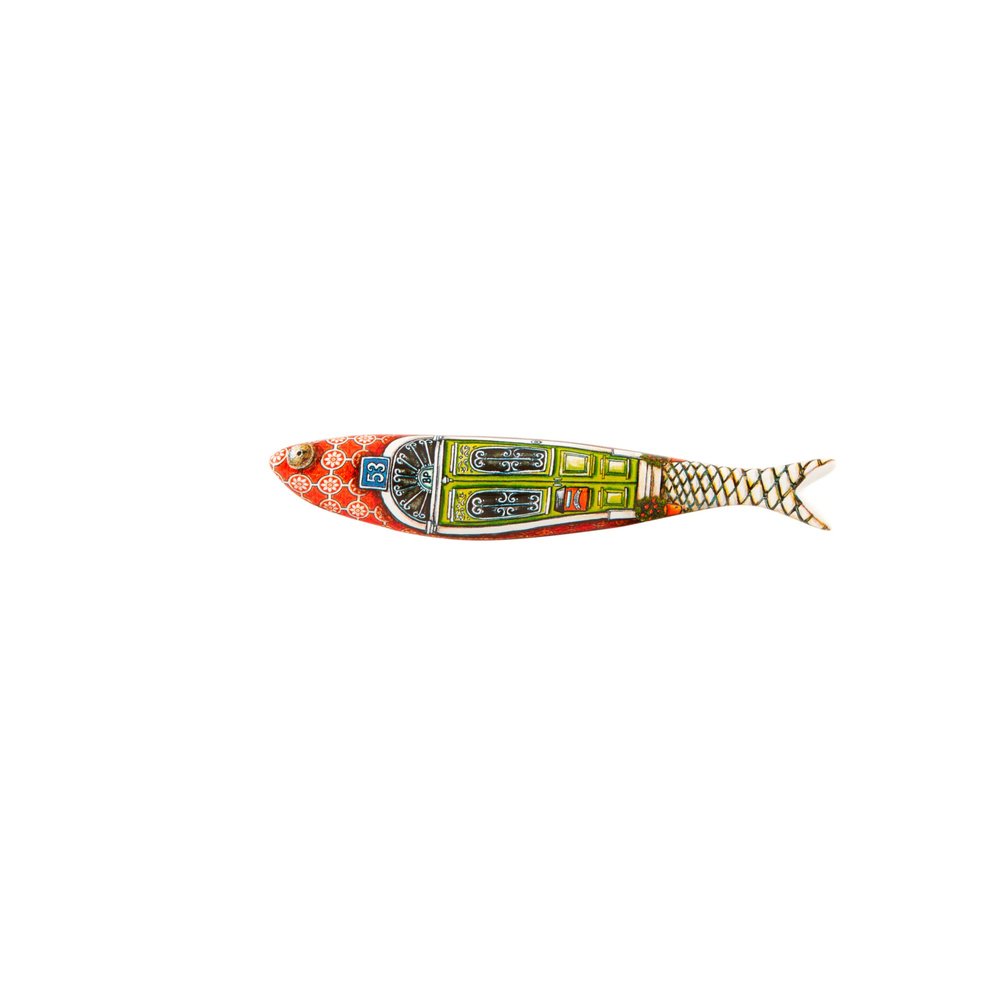 Bordallo Pinheiro + Sardine + Mouraria's Door by Ana Sofia Gonalves + H 1" W 7" L 1" + Multicolor