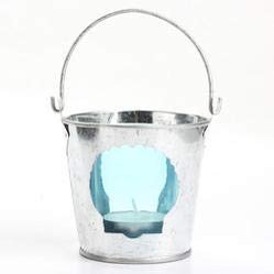 Bulk Case of 36 Seashell Galvanized Metal, Glass Candle Pails for Crafting, Decorating & Holiday Displaying