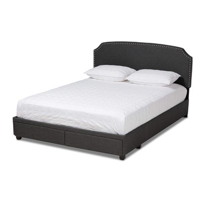 Baxton Studio Platform, Queen, Dark Grey/Black
