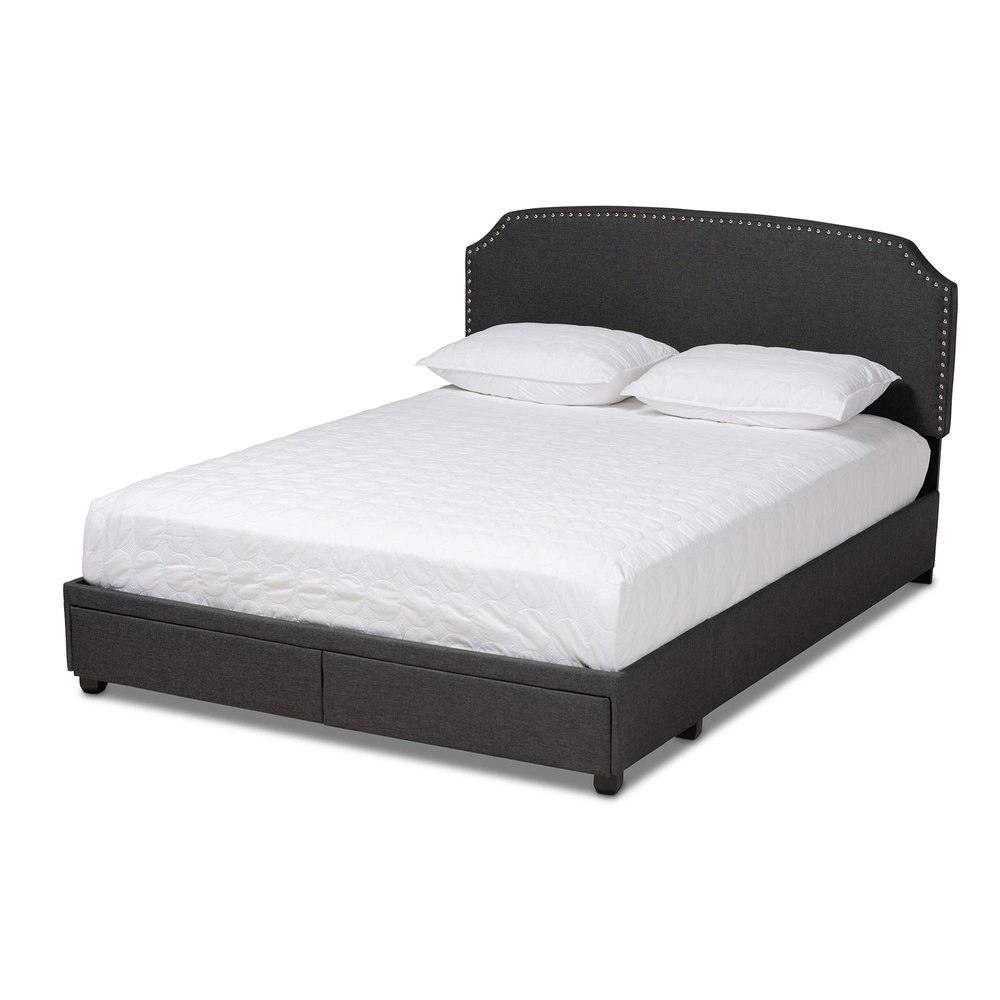 Baxton Studio Platform, Queen, Dark Grey/Black