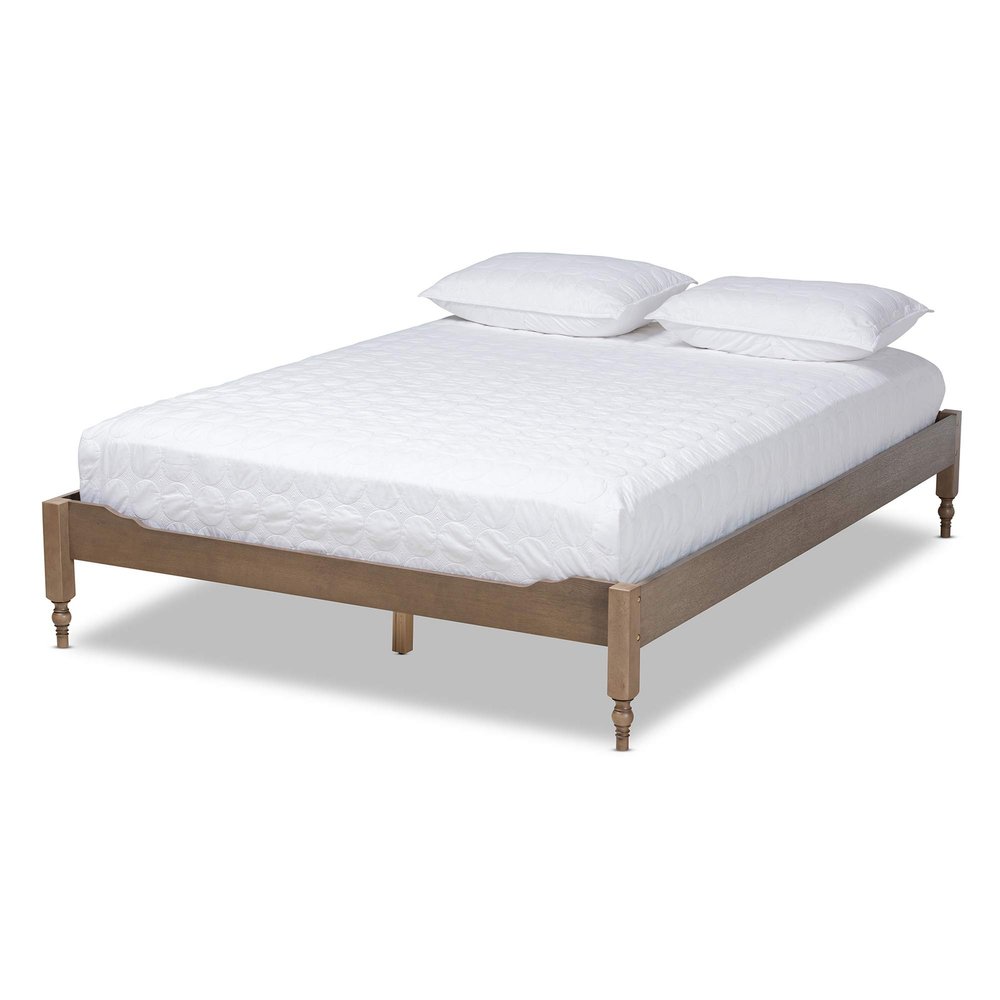 Baxton Studio Platform, Queen, Weathered Grey
