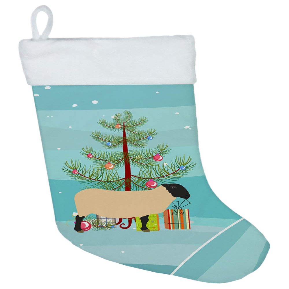 Caroline's Treasures BB9339CS Suffolk Sheep Christmas Christmas Stocking, Teal Fireplace Hanging Stockings Christmas Season Party Decor Family Holiday Decorations