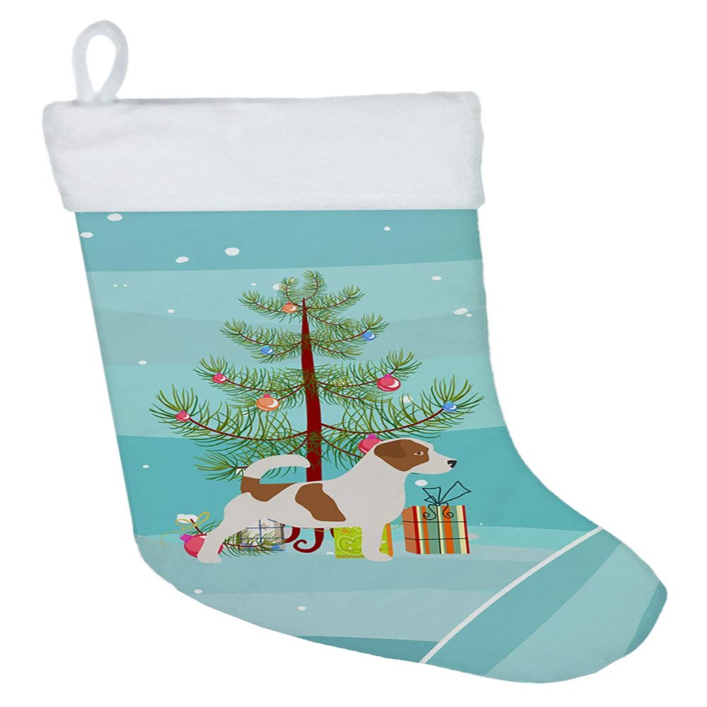 Caroline's Treasures BB2925CS Jack Russell Terrier Merry Christmas Tree Christmas Stocking Fireplace Hanging Stockings Christmas Season Party Decor Family Holiday Decorations