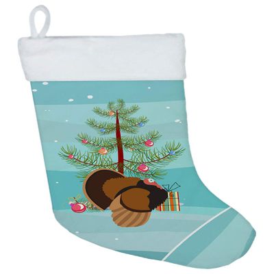 Caroline's Treasures BB9353CS Bronze Turkey Christmas Christmas Stocking, Teal Fireplace Hanging Stockings Christmas Season Party Decor Family Holiday Decorations