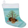 Caroline's Treasures BB9353CS Bronze Turkey Christmas Christmas Stocking, Teal Fireplace Hanging Stockings Christmas Season Party Decor Family Holiday Decorations view 1