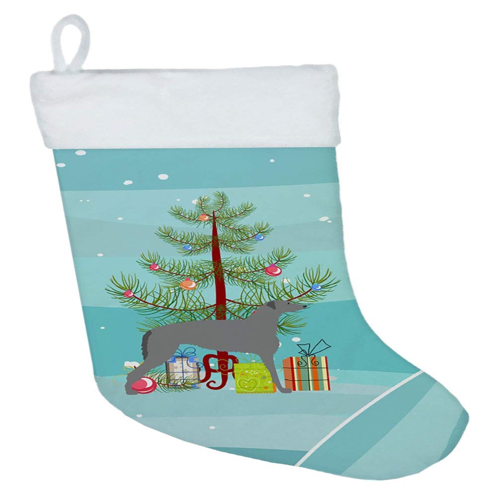 Caroline's Treasures BB2914CS Scottish Deerhound Merry Christmas Tree Christmas Stocking Fireplace Hanging Stockings Christmas Season Party Decor Family Holiday Decorations