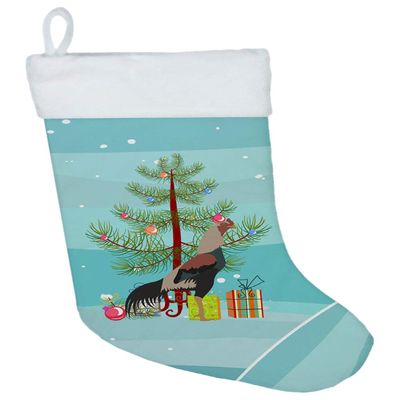 Caroline's Treasures BB9205CS Kulang Chicken Christmas Christmas Stocking, Teal Fireplace Hanging Stockings Christmas Season Party Decor Family Holiday Decorations