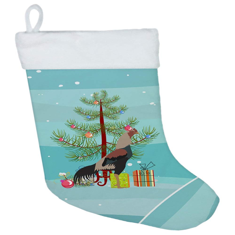 Caroline's Treasures BB9205CS Kulang Chicken Christmas Christmas Stocking, Teal Fireplace Hanging Stockings Christmas Season Party Decor Family Holiday Decorations