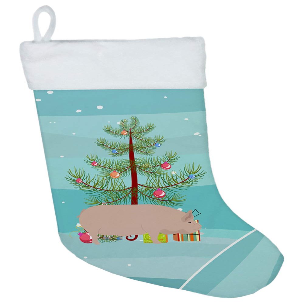 Caroline's Treasures BB9304CS Welsh Pig Christmas Christmas Stocking, Teal Fireplace Hanging Stockings Christmas Season Party Decor Family Holiday Decorations