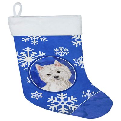 Caroline's Treasures CK3931CS Winter Snowflakes Westie Christmas Stocking Fireplace Hanging Stockings Christmas Season Party Decor Family Holiday Decorations
