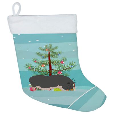 Caroline's Treasures BB9308CS Vietnamese Pot-Bellied Pig Christmas Christmas Stocking, Teal Fireplace Hanging Stockings Christmas Season Party Decor Family Holiday Decorations