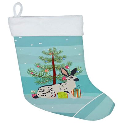 Caroline's Treasures BB9328CS English Spot Rabbit Christmas Christmas Stocking, Teal Fireplace Hanging Stockings Christmas Season Party Decor Family Holiday Decorations