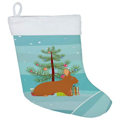 Caroline's Treasures BB9336CS Rex Rabbit Christmas Christmas Stocking, Teal Fireplace Hanging Stockings Christmas Season Party Decor Family Holiday Decorations