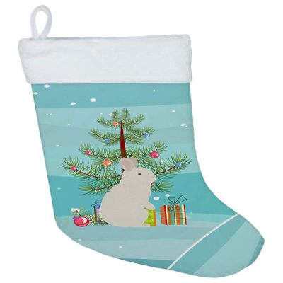 Caroline's Treasures BB9332CS New Zealand White Rabbit Christmas Christmas Stocking, Teal Fireplace Hanging Stockings Christmas Season Party Decor Family Holiday Decorations