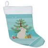 Caroline's Treasures BB9332CS New Zealand White Rabbit Christmas Christmas Stocking, Teal Fireplace Hanging Stockings Christmas Season Party Decor Family Holiday Decorations view 1
