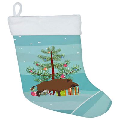 Caroline's Treasures BB9303CS Wild Boar Pig Christmas Christmas Stocking, Teal Fireplace Hanging Stockings Christmas Season Party Decor Family Holiday Decorations